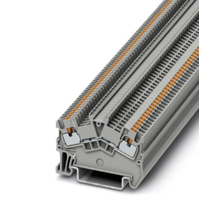 Phoenix Contact Feed-Through - Desk Design Terminal Block; PTS 1.5/S; 15A; 600V; 1-Level; #26 - #14; Push-In Connection; Gray